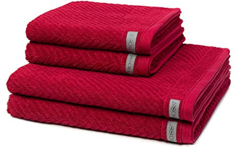 Ross - 4 teiliges Frottier-Set - Smart (2 X Handtuch 2 X Duschtuch im Set) - 520 g/m2 - Baumwolle - Frottee - saugstark - weich und flauschig - Marsala