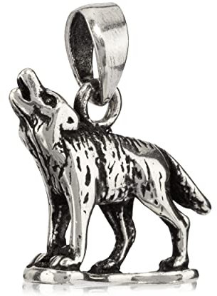 NKlaus Single Wolf Kettenanhänger 1,5x1,8cm Wikinger Talisman Silber 925 Biker Amulett 3896