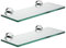 JQK TGS101L12-CH-P2 Badezimmer-Glasregal, Chrom, gehärtetes Glas, Duschaufbewahrung, 30,5 x 12,7 cm, 304 Edelstahl, poliertes Chrom, Wandhalterung, 2 Stück