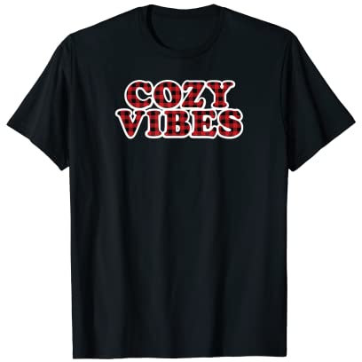 Cozy Vibes Winter-Snuggle Hygge, Rot und Schwarz T-Shirt
