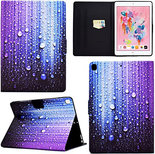 Ooboom Coque pour iPad 9,7 2017/2018/iPad Pro 9,7/iPad Air/Air 2, PU Cuir Flip Smart Cover Housse Étui Case Mince Wallet Supporter avec Carte de Crédit Fentes Fermoir Magnétique - Goutte d'eau