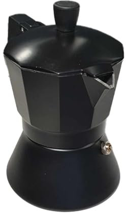 A2ZWORLD Caffettiera Moka in Alluminio, Non Adatto al Piano a Induzione, Nero (6 Tazze)