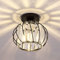 Mengjay Moderne Kristall Deckenleuchte，Vintage Kristall Kronleuchter Metall Käfige Lampenschirm E27 Fassung,Vintage Industrial Pendelleuchte Deckenlampe für Flur, Wohnzimmer, Schlafzimmer (A)