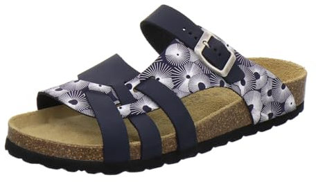 AFS-Schuhe 2122 Damen Pantoletten aus echtem Leder, hochwertige Hausschuhe für Frauen mit Eva-Sohle, Made in Germany (39 EU, Marga Navy)
