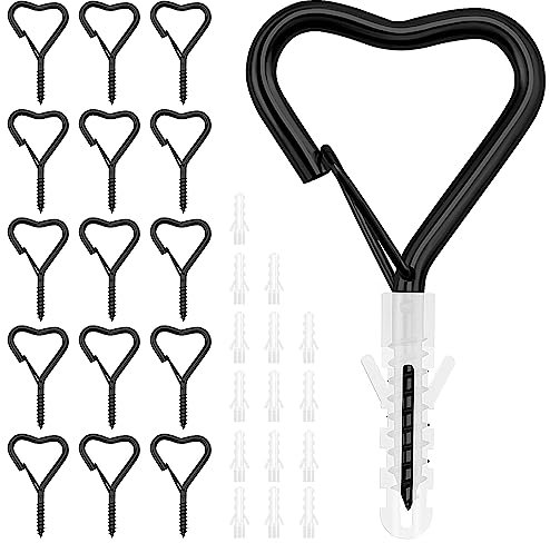 VooGenzek 15 Piezas Ganchos QHang, Ganchos de Tornillo con Hebilla de Seguridad, Gancho Atornillable para Colgar Tazas, Macetas, Luces, Decoración de Navidad (Negro)