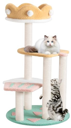 JR Knight Cat Tree, Cat Tower with Scratching Post, Multi Level Cat Activity Centre for Indoor Cats 104cm, Ice Cream Design
