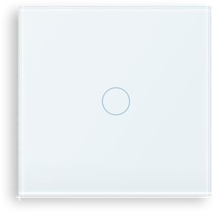 Interruptor de luz táctil de 1 vía, interruptor de cristal con interruptor de pared no WiFi, interruptor de luz de pared empotrado/empotrado, color blanco, sin cable neutro para salón, dormitorio,