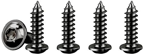 Drenky Vis à Bois Autotaraudeuses Torx M4x14mm, 50 Pièces avec Rondelle Acier Inoxydable A2 V2A Noir Vis Bois à Tête Bombée Dureté élevée Entièrement Fileté Fixations