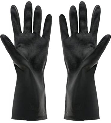 Guantes de Limpieza para Hogar, Largos Guantes de Goma Guantes Látex Reutilizables Guantes de Cocina para Lavaplatos, Jardín, Baño, Trabajo (S, Negro)