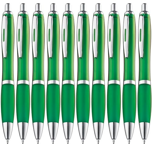 ZENSCRIBE® Ergonomische Kugelschreiber 10 Stück, Premium Kugelschreiber Set Hochwertig, Rutschfester Kulli für einfaches & weiches Schreiben, Blauschreibender Kugelschreiber Grün