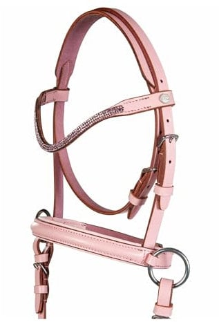 RL24 - Trensenzaum gebisslos für Holzpferde Funny Horses von HKM | Trense aus Echtleder in rosa | Zaumzeug für Holzpferd mit Zügel | Pferdespielzeug für Kinder | Holzpferd Zubehör für Shetty