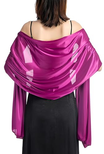 Proumhang Satén Sedoso Boda Envoltura Mantón Bufanda para las Mujeres Señoras de Peso Ligero de Color Sólido Largo de la Novia Damas de Honor Elegante Brillante Bufanda 200cm*70cm