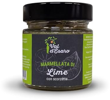 Marmellata di Lime Calabrese Vasetto da 250g - Frutta con Scorzette - Senza Conservanti né Pectina - Gusto Aromatico e intenso - Prodotto Artigianale - Val D'Esaro (1 Vasetto)
