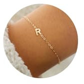 TINGN Buchstaben Armband Damen Gold - Zierliche Gold Gefüllte Initialen Armband mit Buchstaben R Armband Gliederkette Armbänder Damen Gold Armband für Mädchen Personalisiertes Armband Damen Schmuck