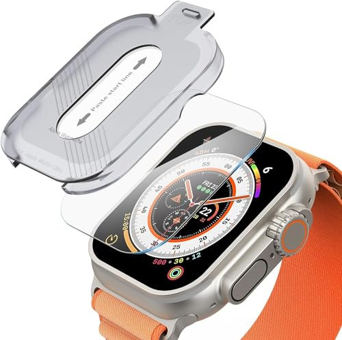 Misxi [2 Stück Gehärtetem Glas Displayschutz mit Auto-Ausrichtungswerkzeug-Set, Kompatibles für Apple Watch Ultra 2/Ultra 49mm, Einfache Installation Ultra-dünner Anti-Fall-Schutz für iWatch, Klar