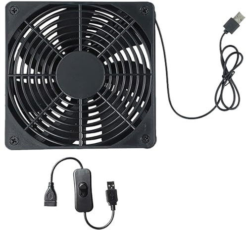 120mm Silent Low Vibration Laptop Fan with Switch Switch for Modem Router Tablet Black
