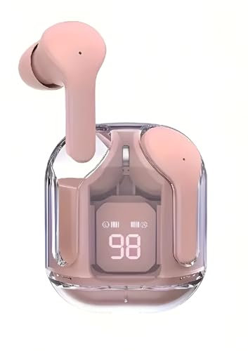 Cascos inalámbricos bluetooth, cuatro micrófonos con cancelación de ruido ENC, sonido HiFi, auriculares inalambricos deportivos In-Ear, Pantalla LED muestra la batería, duración de carga 20H (ROSA)