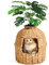 SETVSON Cat Litter Box Plant Furniture Enclosure, Hidden Handwoven Rattan with Cat Litter Box and Artificial Plants, Odor Control Filter, Real Stones in Living Room, Bedroom, Corner Natural