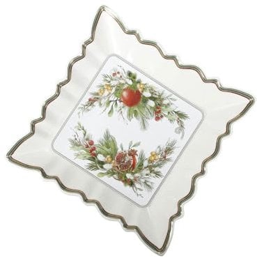 Brandani 89973 Vassoio Quadro Carol in Porcellana – Eleganza e Raffinatezza per la Tua Tavola - 23,5 x 23,5 cm