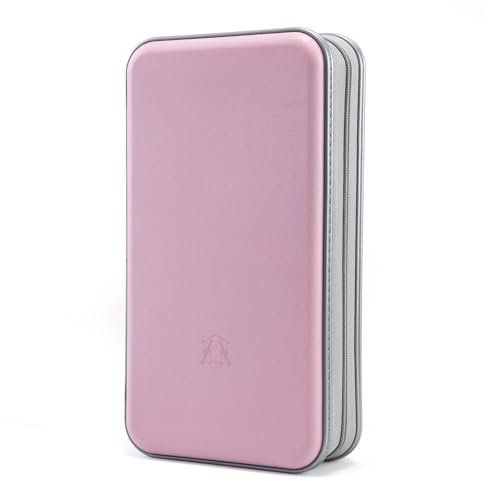 alavisxf xx CD Tasche, 96 CD/DVD Tasche Hartplastik CD Taschen Aufbewahrung Schutzhülle DVD Lagerung CD Tasche für Kinder Auto (Hellrosa, 96 Kapazität)