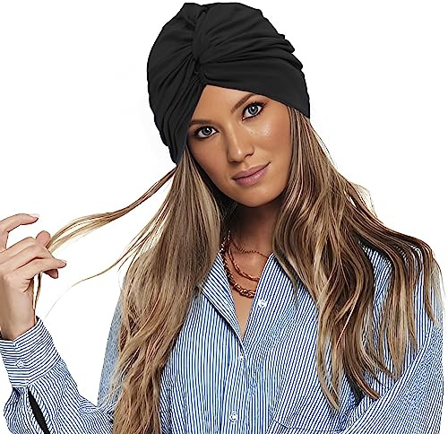 Bonnet de Bain pour Femmes en Tissu Turban pour Plage Piscine Chapeau de Natation Protection Cheveux Turban Élastique pour Salon Sauna pour Cheveux Longs et Courts
