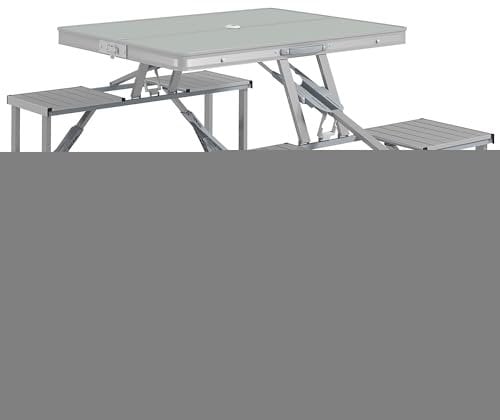 Outsunny Campingtisch Klapptisch mit 4 Stühle Klappbarer Gartentisch aus Aluminium leicht Multifunktionstisch 4 Personen Beistelltisch für Garten Terrasse Balkon 85,5 x 135cm Grau