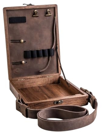 Gazocua Writers Messenger Holzbox, Kuriertasche Für Schriftsteller, Aufbewahrungsbox Für Künstlerwerkzeuge Und Pinsel Im A5 Format, Vintage Holz, Handgefertigt, Tragbar, Tasche Für Schreiben
