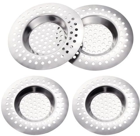 HonGien 4 Stück Abflusssieb Edelstahl Abflussieb Dusche Waschbecken Sieb Abfluss Spüle Filter Sieb Haarsieb Dusche für Badewanne Küche