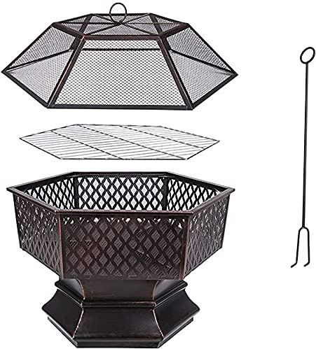 ZJFHEYUO Holz Feuerstelle Hinterhof Terrasse Garten Kamin BBQ Grill Feuerstelle Schüssel 2 in 1 Kamin für