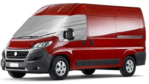 Opaltool Housse de Pare-Brise Tethermique Externe adapté au F-iat Ducato 2006-2022, Housse de Pare-Brise Argentée de Luxe