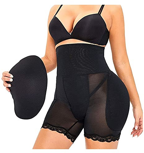 MMRTDJDR Frauen Anti-Roll Hip Enhancer Höschen gepolsterte Body Butt Lifter Shapewear Nahtlose Bauchkontrolle Unterwäsche (Farbe: Schwarz, Größe: XL)