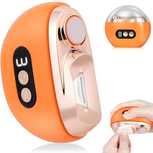 3 in 1 Automatic Electric Nail Clipper, 2026 New Rechargeable Automatic Nail Trimmer with 3 Speeds, Super Quiet Safety Cordless Rechargeable Nail Cutter with LED for Babys Seniors (Orange)