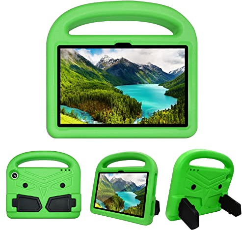 Compatible avec Kindle Fire HD 10 (13e/11e génération, version 2023/2021), pour enfants, étui de protection léger en EVA résistant aux chocs, joli avec poignée et support (vert)