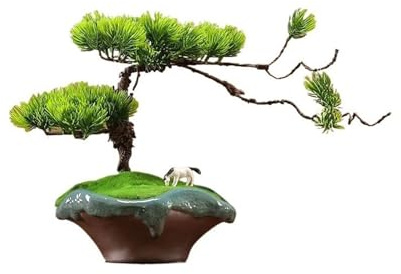 GLigeT Fake Plant Artificial Bonsai Tree for Office, Faux Small Plants with Ceramic Pot
