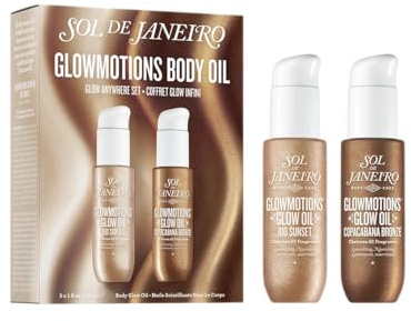 Sol de Janeiro GLOWMOTIONS DUO SET, Körperöl mit Schimmer, Zwei Finishes, Cheirosa 62™ Duft, Pflegende Formel, Reisegröße