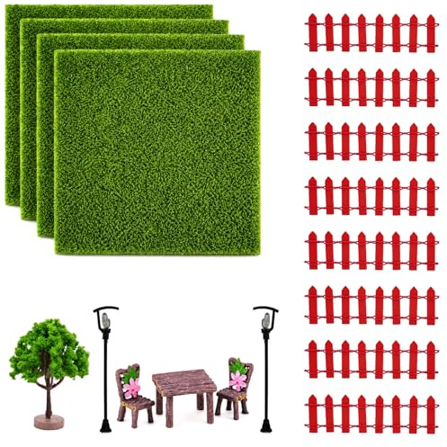 16PCS Miniatur Garten Zubehör Set, Puppenhaus Deko | Kunststoff, Feengarten Modellbau Landschaft Miniaturfiguren Zubehör