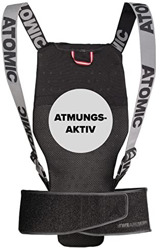 Atomic Live Shield Protector de Espalda Negro, Talla S, con Sistema de Espuma de múltiples densidades. Protector Ligero y Transpirable. Libertad de Movimiento sin restricciones