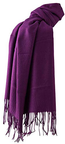 Dolamen Unisex Damen Herren Schal Schlauchschal mit Fransen, Winter Feinstrick Halstücher Stolen Umschlagtücher Schal, Warmes Halstuch für Business (78.74 * 27.56 zoll (200cm*70cm), Lila)
