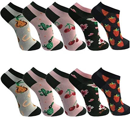 BestSale247 12 Paar Damen Mädchen Motiv Sneaker Socken Baumwolle (Farbenmix 1, 39-42)