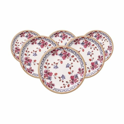 Villeroy & Boch Artesano Provençal Lavendel Brotteller 6er Set, 16 cm, Kleiner Teller mit stilvollem Lavendel-Dekor, Premium Porzellan, Spülmaschinenfest, Bunt