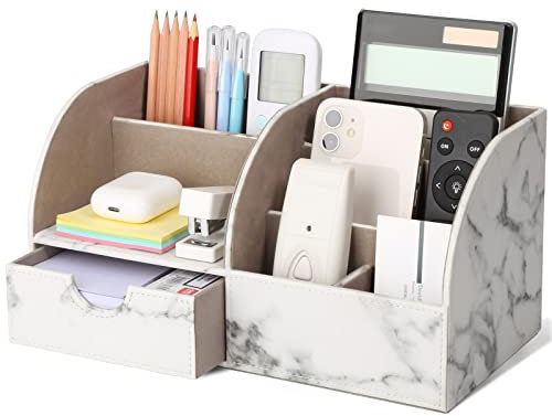 GORESE PU Leather Desk Tidy Organiser(Marble)