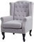 Mendler Sessel Chesterfield, Relaxsessel Clubsessel Ohrensessel, wasserabweisend Stoff/Textil - grau ohne Ottomane