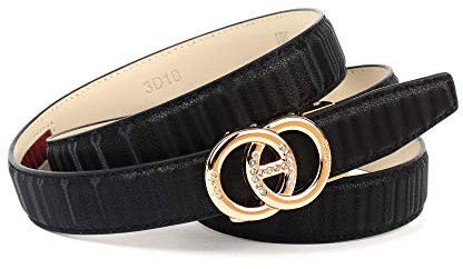 Anthoni Crown Damen Ledergürtel Gürtel, Schwarz, 90