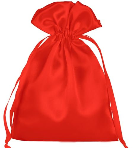 AKLVBL 50 rote Satin-Beutel, kleine Geschenktüten, Schmuckbeutel, Kordelzugbeutel, Hochzeitsgeschenke, Babyparty-Taschen, Partygeschenktüten, Satin-Geschenktüten