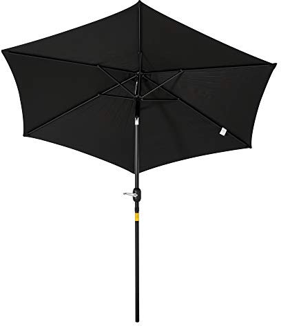 Outsunny Knickschirm Sonnenschirm Gartenschirm Marktschirm mit Handkurbel Alu 180/㎡ Polyester Schwarz ∅2,6 x 2,35 m