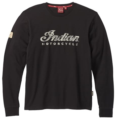 Indian Motorcycle Men's Long Sleeve Script Logo T-Shirt, Black - 2861891,Black,L