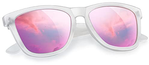 KALIYADI Sunglasses Men Women Polarised and UV Protection Classic Rectangle Stylish Outdoor Sun glasses (Transparent-Pink)