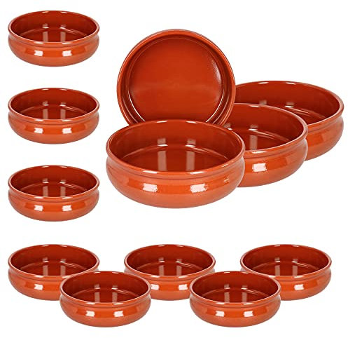 MamboCat Cazuela Schale Berlin bauchig Tonware I 12er Set I Ø 24 cm I Größe XL I Mediterran I Glasiert I Unikat Handarbeit I Antike/Vintage I Mittelalter I Wikinger