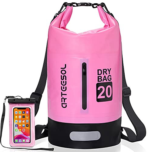 Dry Bag 5L/10L/20L/30L Wet Bag Waterproof Bag with Phone Pouch Double Shoulder Strap Backpack for Travelling Fishing Cycling Kayaking Swimming Boating Beach