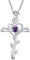 starchenie Kreuz Halskette Damen 925 Sterling Silber Herz Amethyst Zirkonia Rose Kruzifix Anhänger Schmuck Geschenke für Frauen Mama Freundin